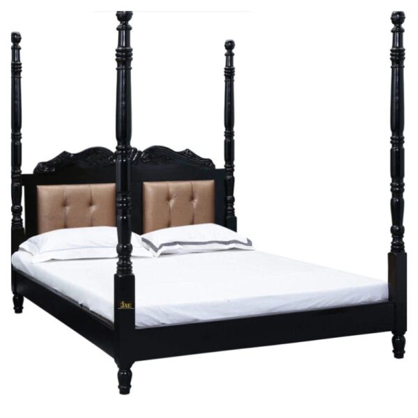 Carlo Wooden Upholstered Poster Bed | best poster bed for bedroom | JAE Furniture