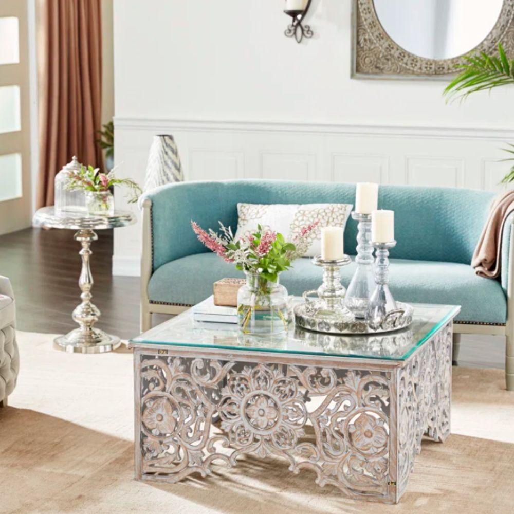 Eaton Wooden Coffee Table Carved | wood coffee table online | JAE Furniture