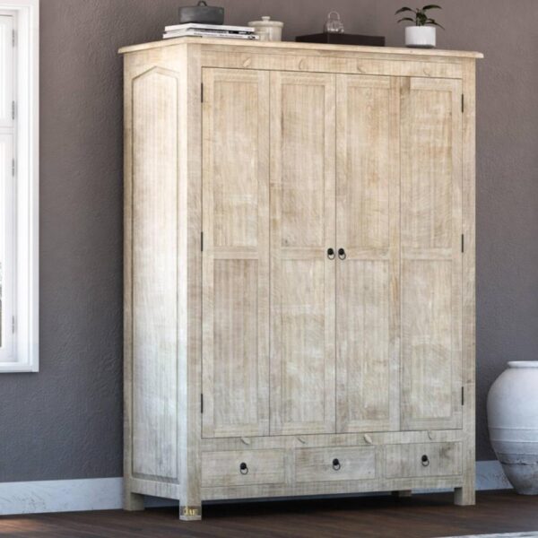 Temo Wooden Antique Finish Wardrobe | modern wooden wardrobe | JAE Furniture