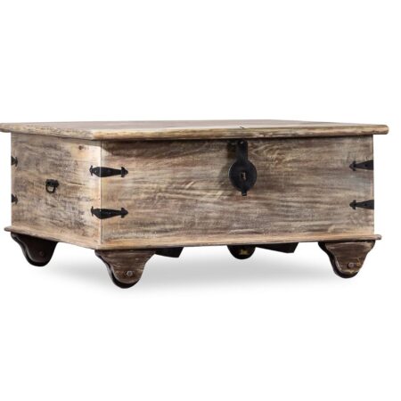 Buy Boran Wooden Centre Table with Storage (Brown Rustic) Online | wood coffee table | wooden trunk | JAE Furniture