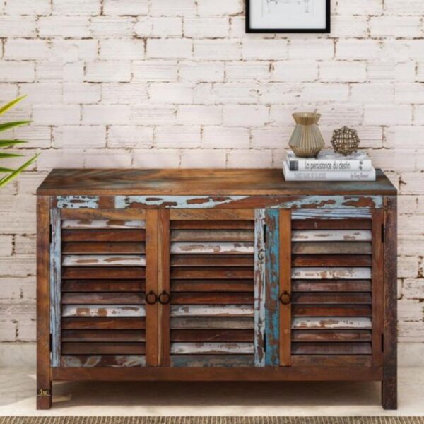 Oketa Wooden Reclaimed Finish Shoe Cabinet | wooden crockery cabinet | wooden cabinet | wooden shoe rack online | sideboard cabinet | JAE Furniture