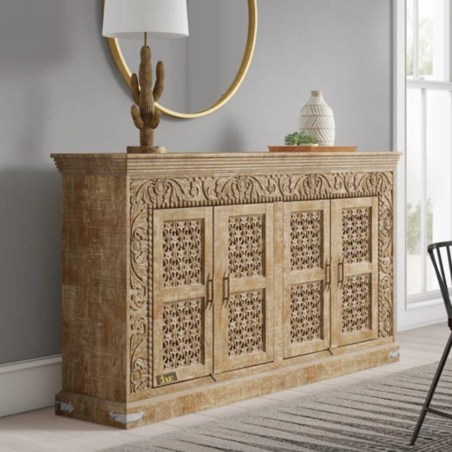Pivalo Wooden Carved Sideboard for Storage | dining room sideboard cabinet in India | best crockery unit online | JAE Furniture

wooden sideboards