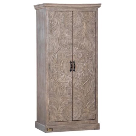 Colsta Wooden Almirah for Storage (Grey Distress) | premium wooden wardrobe for bedroom decor | JAE Furniture