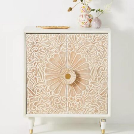 Aerka Wooden Carved Storage Unit | designer wooden cabinets | JAE Furniture
