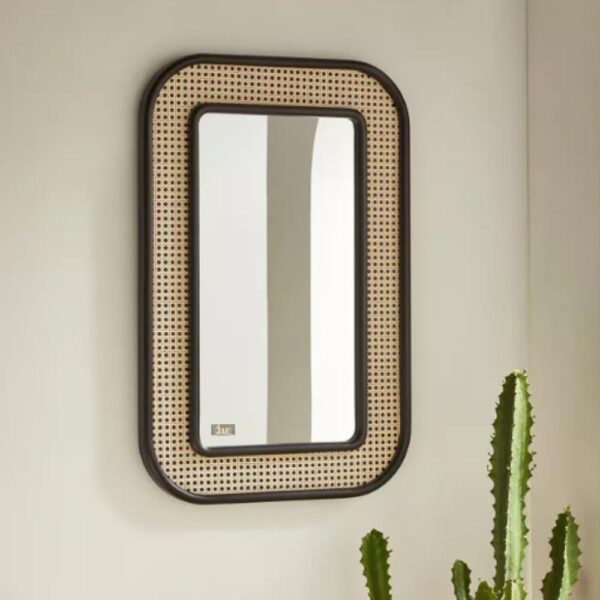 Vivae Wooden Wicker Mirror Frame | wood frame mirror online | JAE Furniture