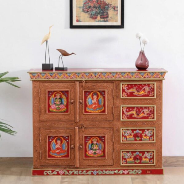 Drago Wooden Handpainted Sideboard Cabinet