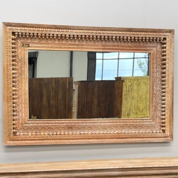Bia Wooden Carved Mirror Frame (Natural) | wood carving mirror frames online | JAE Furniture