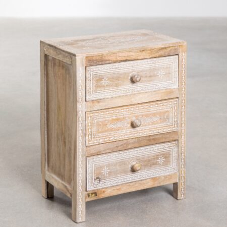 Okeve Wooden Handpainted Bedside Table With Drawers Online | JAE Furniture