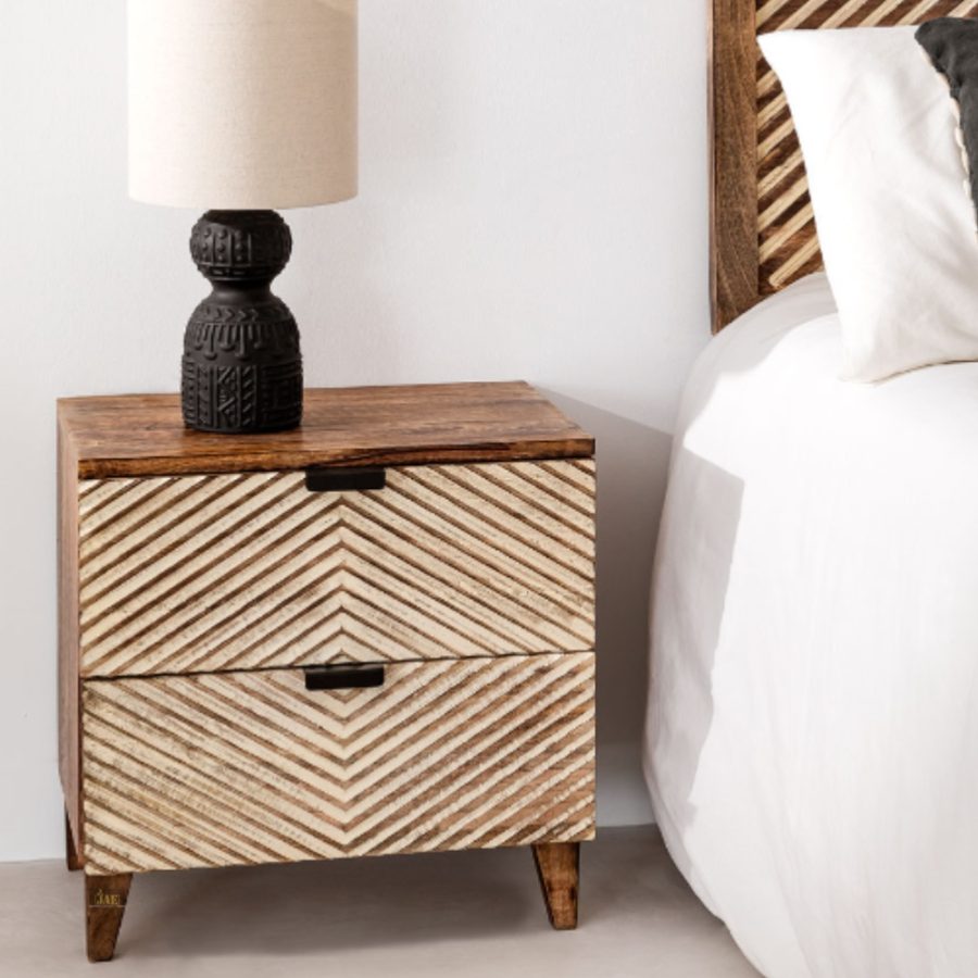 Sulve Wooden Designer Bedside | best wooden bedside table with drawers | Wooden Bedside Table | JAE Furniture