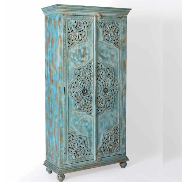 Karila Wooden Carved Storage Wardrobe Almirah | wooden wardrobe for bedroom | JAE Furniture