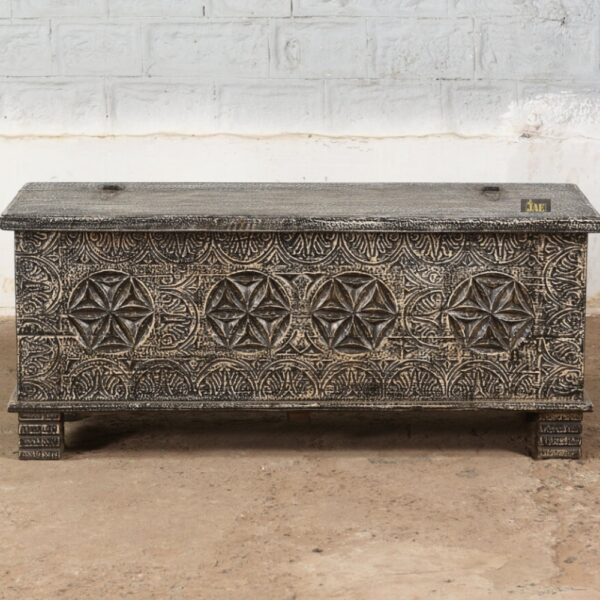 Ceroa Wooden Carved Storage Trunk cum Coffee Table Online | wooden trunk box | JAE Furniture
