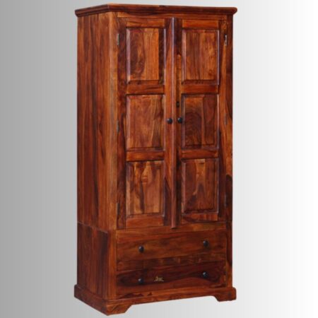 Ranik Solid Wood Wardrobe is a masterpiece of elegance and durability that will transform your bedroom into a haven of style and functionality. Premium Solid Wood Furniture | Wooden Wardrobe with Doors