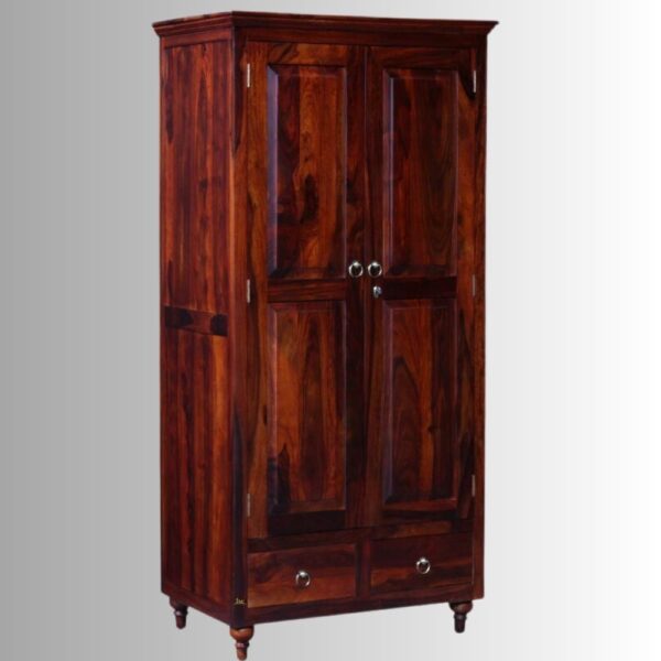 Nami Woooden Storage Wardrobe - This beautiful wooden wardrobe for bedroom offers ample space to keep your belongings neatly organized. Wooden Wardrobe for bedroom. | Solid Wood Furniture Online