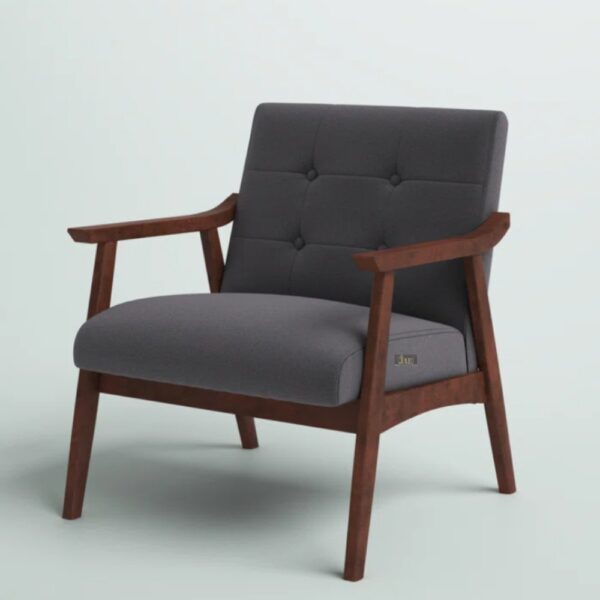 Invest in quality & comfort with the Pearl Wooden Upholstered Arm Chair in Dark Grey Finish.