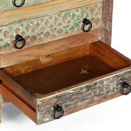 Recla Wooden Chest of Drawers with 4 Drawer (Antique) - Drawer Open Photo. A practical heirloom for your treasures.