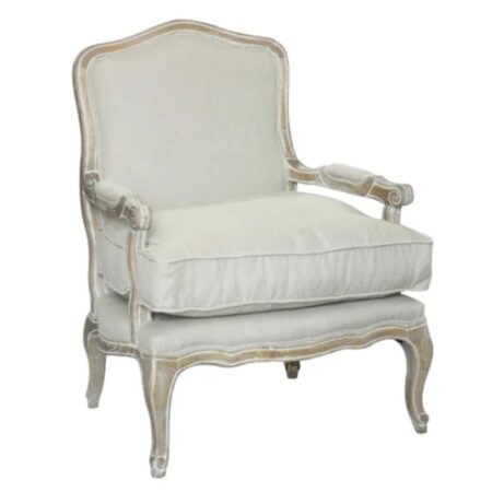 Sukre Wooden Designer Arm Chair in Light Grey Finish