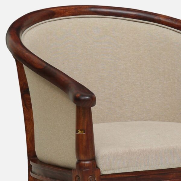 Sukriya Wooden Upholstered Arm Chair (Walnut Finish) - JAE-1127 (2) - Detailed Shot - Highlighting the Premium Wooden Walnut Finish