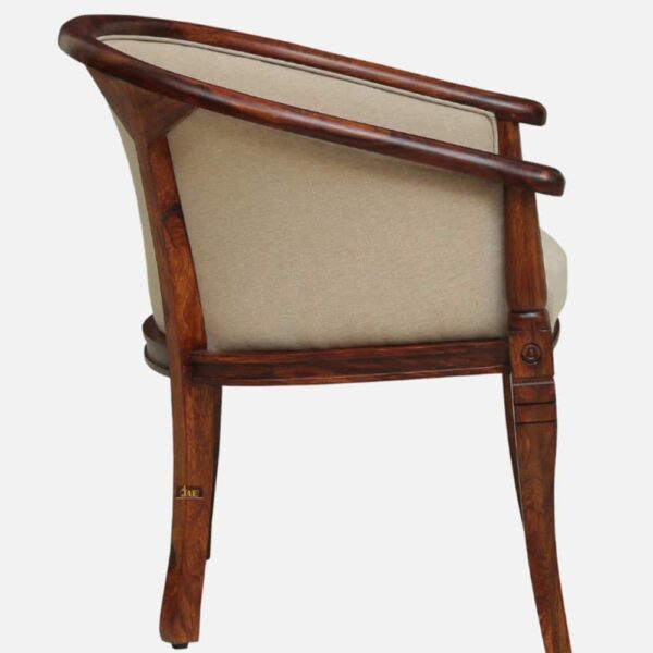 Sukriya Wooden Upholstered Arm Chair (Walnut Finish) - Main Image - Buy Solid Wood Arm Chair Online