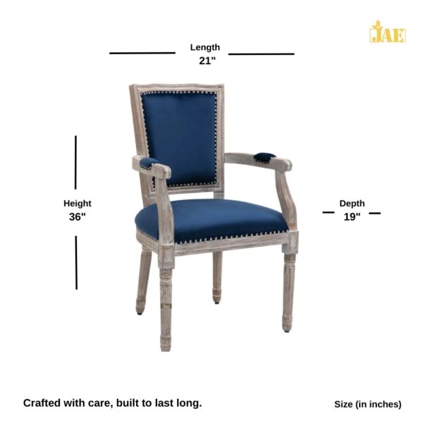 Hujea Wooden Distress Arm / Dining Chair (Blue) - Size Image