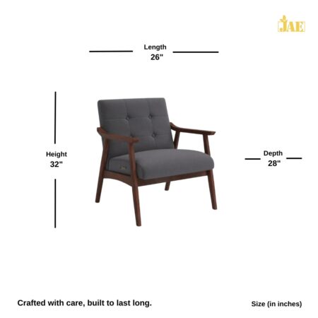 Pearl Wooden Upholstered Arm Chair Set of Two (Dark Grey) - Size Image -JAE-1148. Size (in inches) : 26 L X 28 D X 32 H