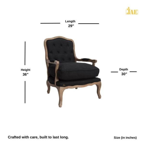 Quri Wooden Carved Arm Chair One Seater Sofa (Black) - Size & Dimensions. Size (in inches) : 29 L X 30 D X 36 H