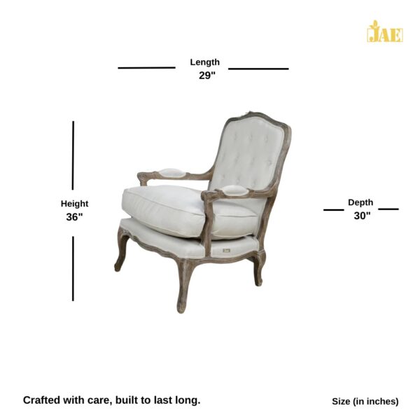Quri Wooden Carved Arm Chair One Seater Sofa (Off White) - Size & Dimensions - Size (in inches) : 29 L X 30 D X 36 H