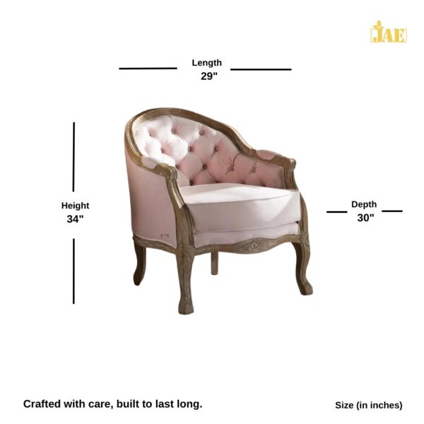 Rose Wooden Carved Arm Chair - Size Image. JAE-1139.