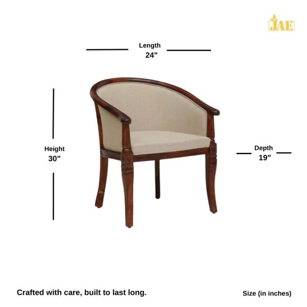 Sukriya Wooden Upholstered Arm Chair (Walnut Finish) - JAE-1127-size and dimension image