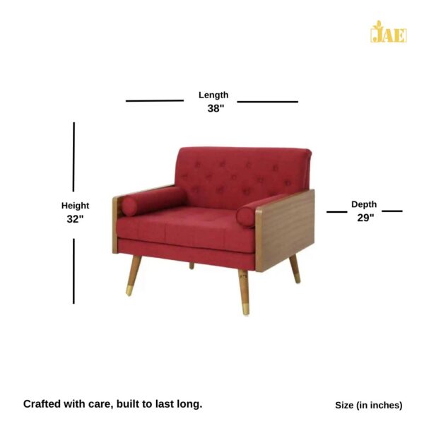 Yodha Wooden Large Seating Arm Chair Sofa (Maroon) - JAE-1128-size & dimensions image. Size (in inches) : 38 L X 29 D X 32 H
