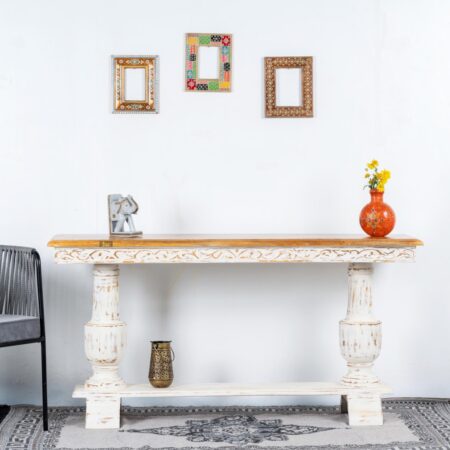 Wakte Wooden Entryway Table (White Distress)