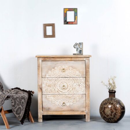 Simia Wooden Carved Antique Chest of Drawers