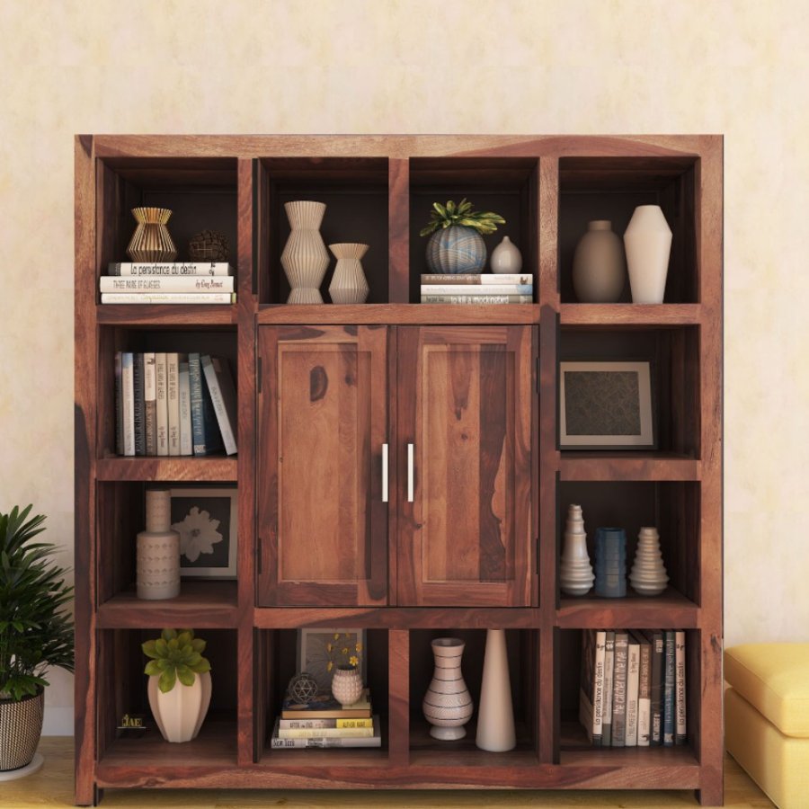 Yita Wooden Book Shelf for Storage (Brown) | Buy Wooden Bookshelfs Online in India | Buy Wooden Storage Furniture Online in India | Solid Wood Furniture | JAE Furniture