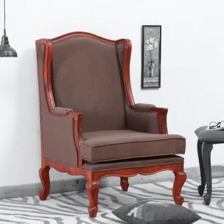 Sudhe Wooden Upholstered Accent Chair Sofa | Buy Wooden Upholstered Accent Chairs | Buy Wooden Chairs & Sofas Online in India | JAE Furniture