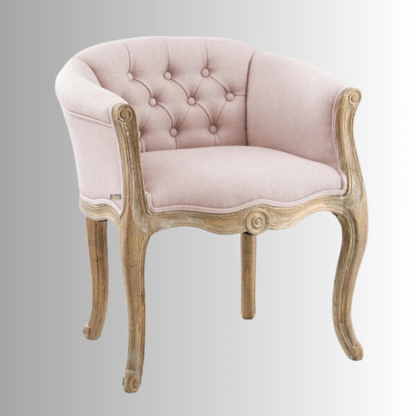 Shipa Wooden Upholstered Arm Chair Sofa (Light Pink Upholstery)