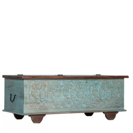 Buy Teba Wooden Storage Trunk cum Coffee Table Online | wooden trunk box | wood coffee table | JAE Furniture | Antique Wooden Furniture | Carved Wooden Storage Furniture