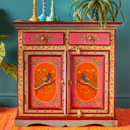 Tika Wooden Handpainted Storage Cabinet | Wooden Handpainted Storage Cabinet | wooden cabinet for dining room online in India | Solid wood furniture online in India | JAE Furniture