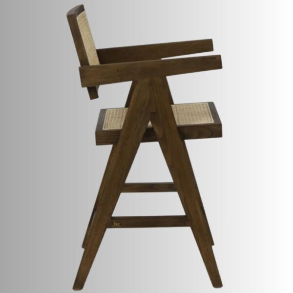 Chandigarh Wooden Rattan Bar Chair (Brown)