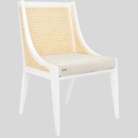 Diya Wooden Cane Rattan Dining Chair (White) | Buy Wooden Dining Furniture In India | Buy Wooden Dining Chairs Online in India | Cane Chairs Online | Rattan Furniture Online | JAE Furniture