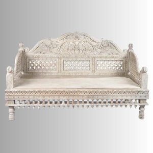 Gulim Wooden Carved Divan Daybed | Buy Wooden Carved Furniture Online | Buy Wooden Daybed Online | Buy Diwan online in India | JAE Furniture