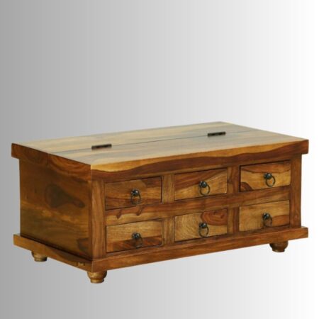 Sever Wooden Trunk with Drawers | Buy Wooden Coffee Table with Storage Online | Buy Wooden Trunk With Drawers | Wooden Trunk Cum Coffee Table | Solid Wood Furniture | JAE Furniture