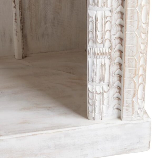 Betae Wooden Carved Book Shelf (White Distress)