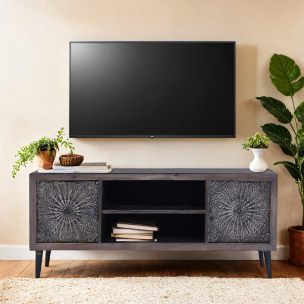 Wikte Wooden Carved Tv Cabinet | Buy Cabinet Sideboard Online in India | Buy Wooden TV Cabinet Online in India | Buy TV Cabinets Online in India | JAE Furniture