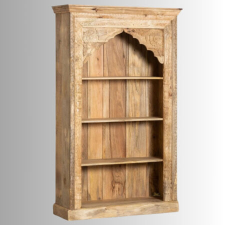 Betae Wooden Carved Book Shelf (Natural) | Buy Wooden Bookshelfs Online in India | Buy Solid Wood Furniture Online in India | JAE Furniture