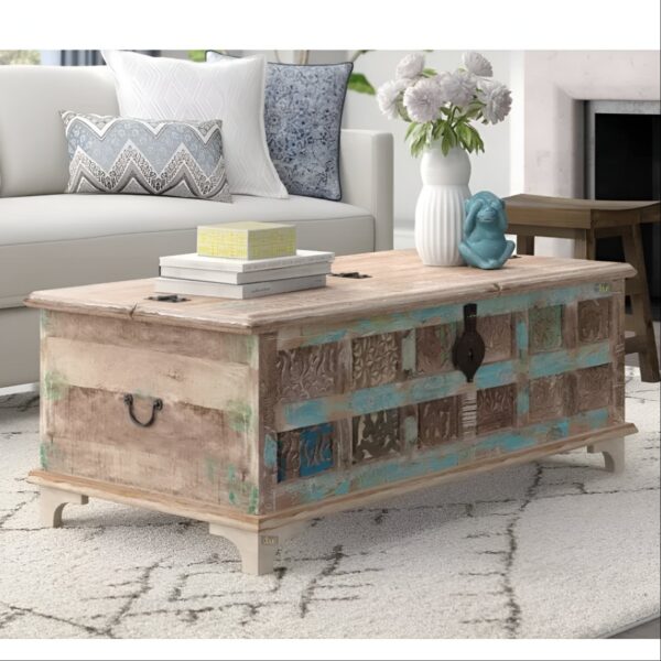 Recla Wooden Storage Trunk cum Coffee Table (Reclaimed) | Wooden Storage Trunk cum Coffee Table | Coffee Table for Living Room in India at best prices | Reclaimed wood furniture | Solid Wood Furniture Online in India | JAE Furniture