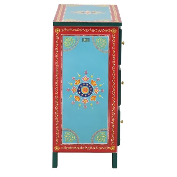 Amrit Wooden Chest of Drawers (Blue) - Available in various sizes and handpainted designs | buy sideboard cabinet | Handpainted Furniture | Wooden Storage Furniture | JAE Furniture