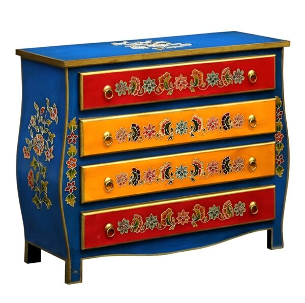 Shrenik Wooden Handpainted Chest of Drawer Cabinet | Sideboard Cabinets for Living Room | Wooden Chest of drawers online in India at best prices | Bedroom Storage furniture online in India | Premium Solid wood furniture at best prices in India | JAE Furniture