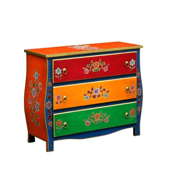 Handpainted Chest of Drawer Cabinet | wooden chest of drawers online for living room | wooden storage furniture of dining room | Handpainted Furniture | Premium Solid wood Furniture Online in India at Best prices | JAE Furniture
