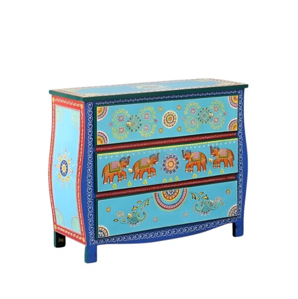 Amrit Wooden Chest of Drawers (Blue) | best wooden chest of drawers online | buy sideboard cabinet | Handpainted Furniture | Wooden Storage Furniture | JAE Furniture