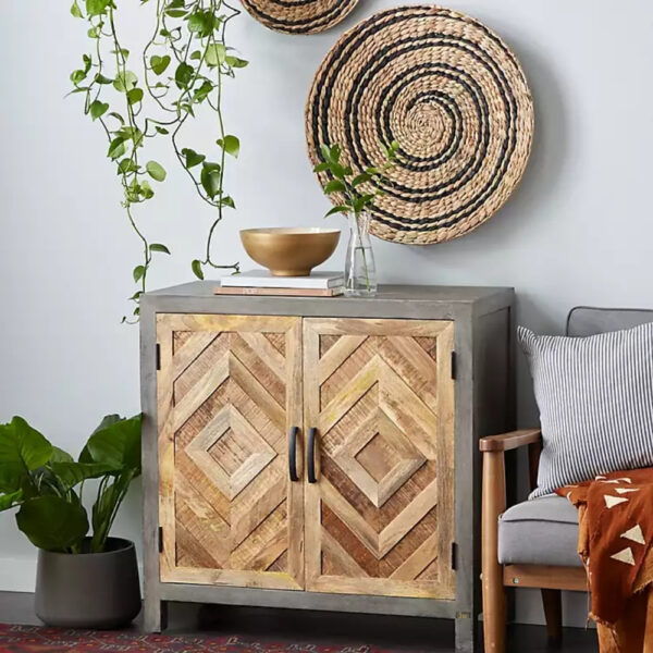 Zigya Wooden Designer Cabinet (Grey Antique) | Wooden Sideboard Cabinet for Living Room | Wooden Storage Furniture | Cabinet Sideboard For Home | Buy Solid Wood Furniture Online | JAE Furniture