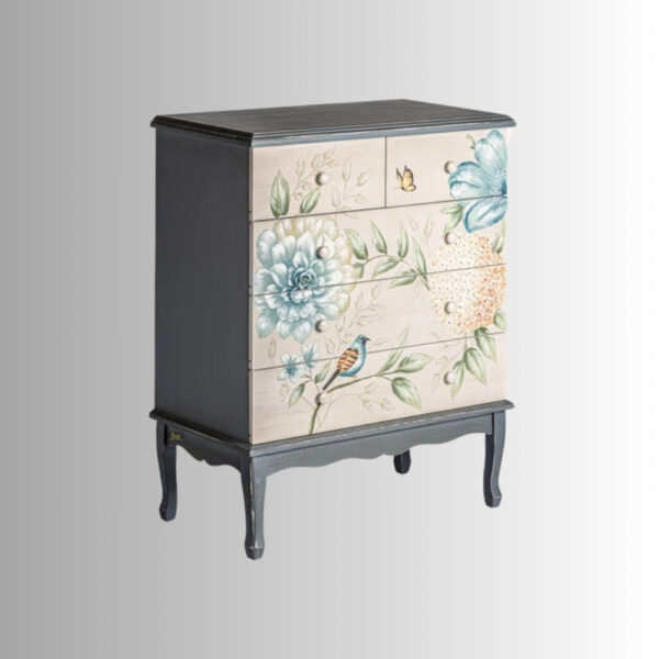 Flora Wooden Handpainted Chest of Drawer | Handpainted Furniture Online | Wooden Handpainted Furniture | Solid Wood Furniture | JAE Furniture